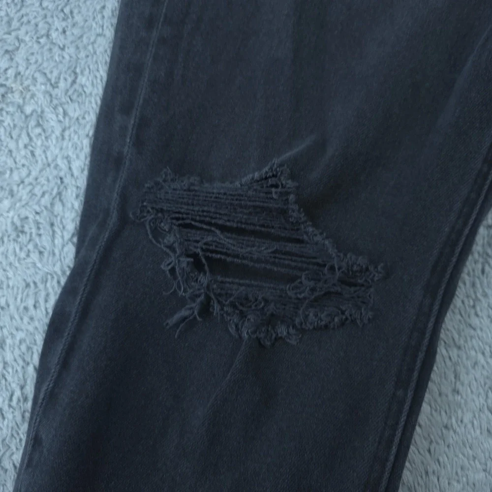 American Eagle Jeans Mens 32x26 Black Straight Distressed Stretch Denim
